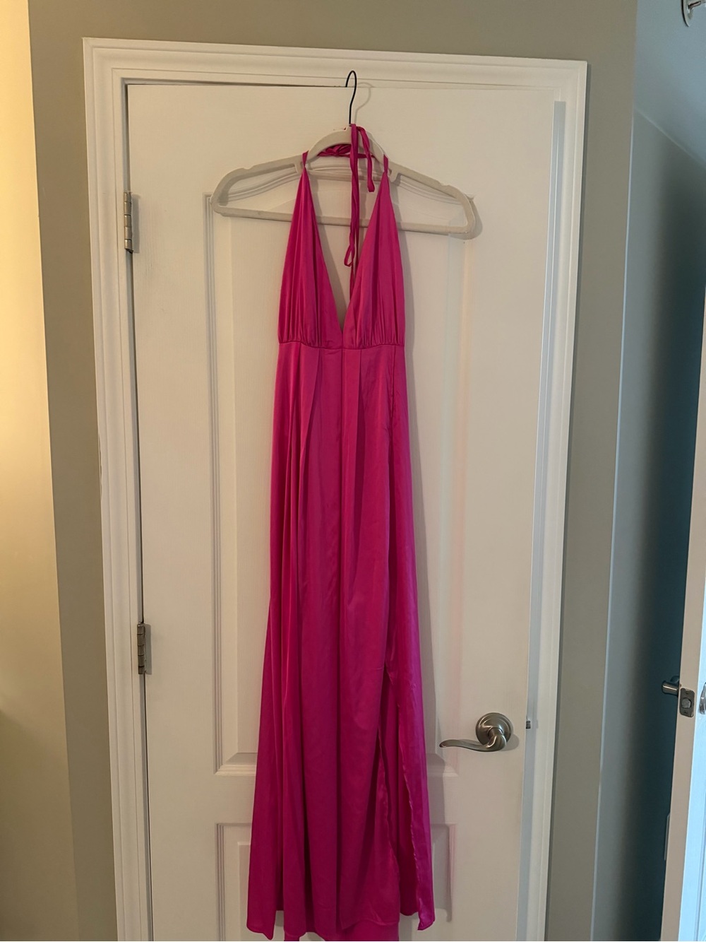 Amazon Pink Satin Maxi Dress
